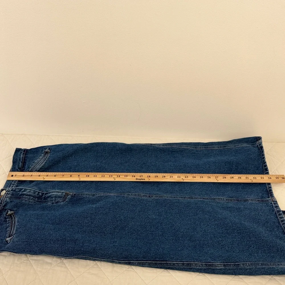 Jitterbug Ranch Denim Maxi Skirt Blue Cotton L Long Jean‎ Skirt Western Pocket - Picture 7 of 11